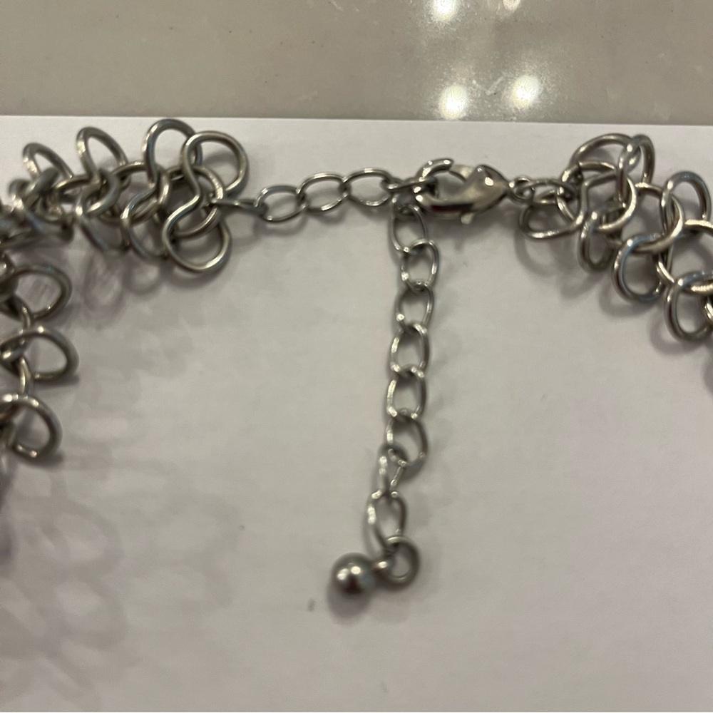 Czech Glass Silver Tone Dramatic Statement Neckla… - image 4